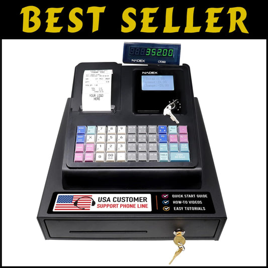 Efficient CR360 Cash Register with Dual Displays and Quick Load Thermal Printing