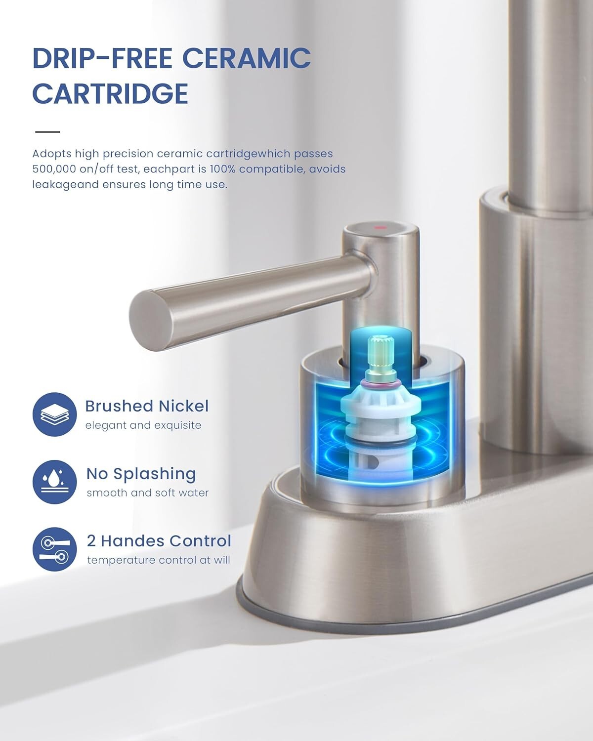 Elegant 4-Inch Centerset Bathroom Faucet with Dual Handles & Easy Drain Assembly