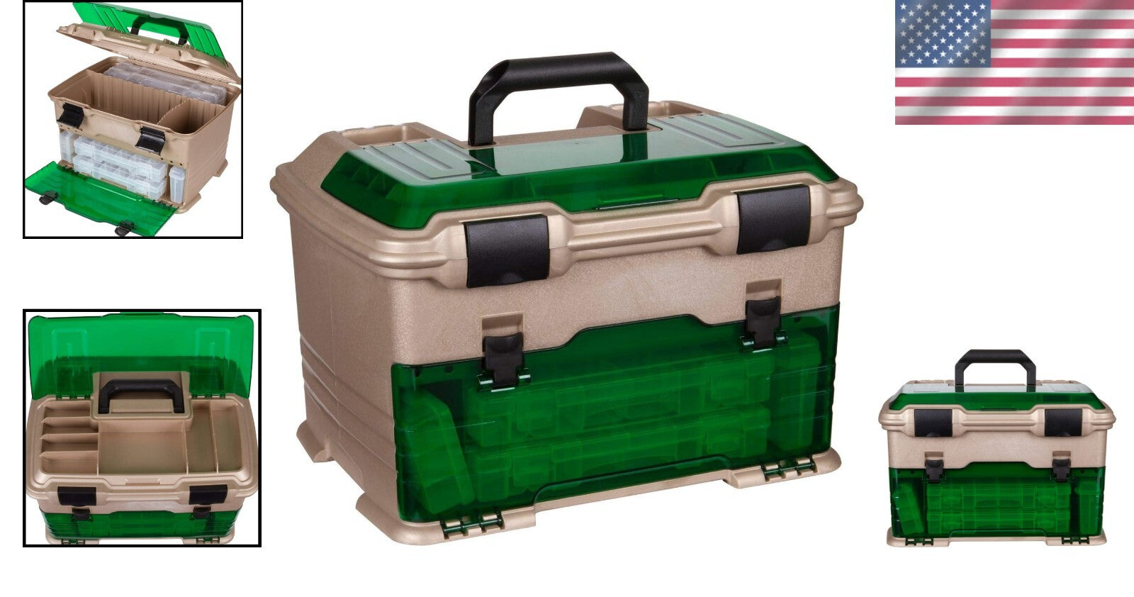 Durable Multiloader Fishing Gear Box with Snap-tight Latch and Tuff Tainers