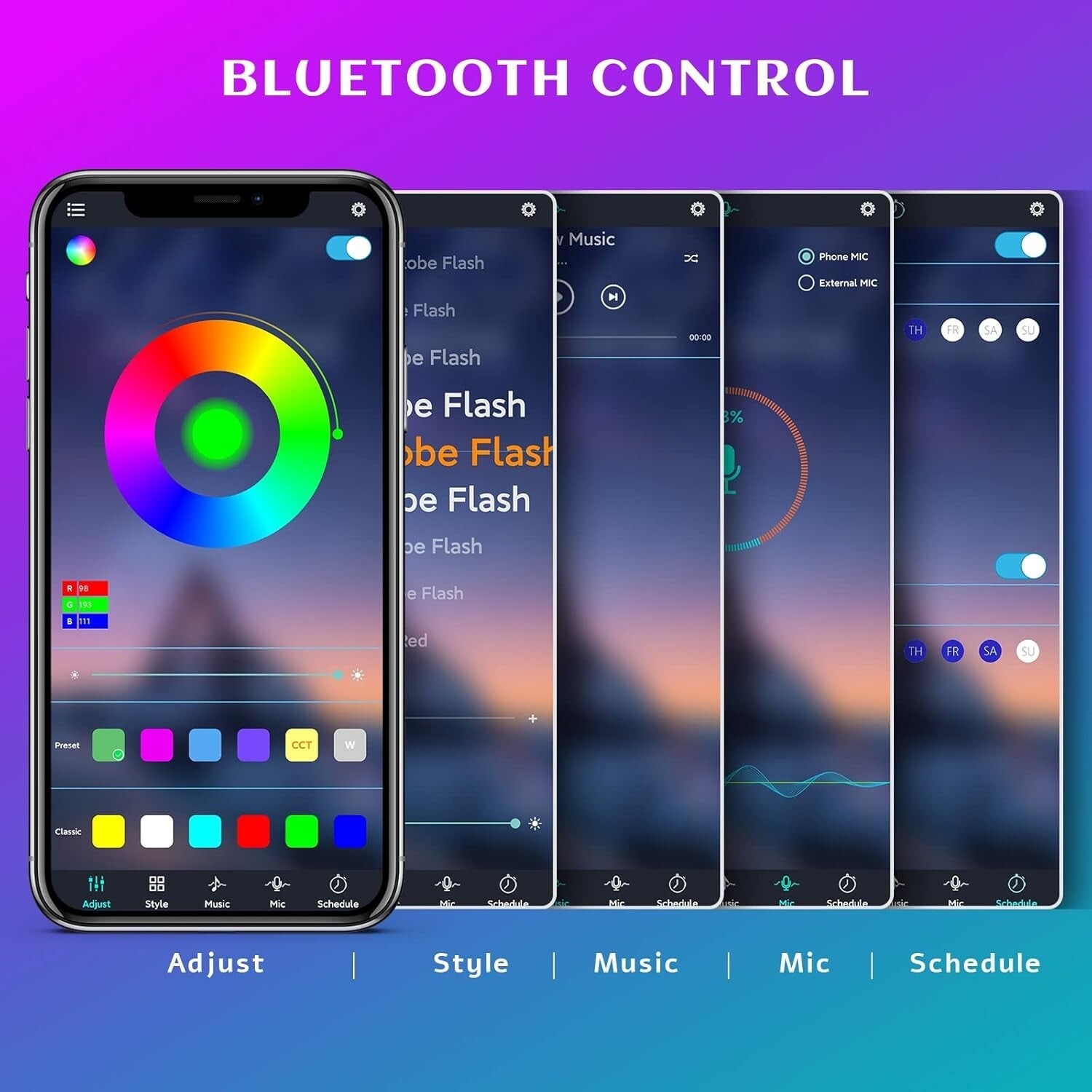 10W RGB Dimmable LED Pool Lights with APP Control - IP68 Waterproof Design