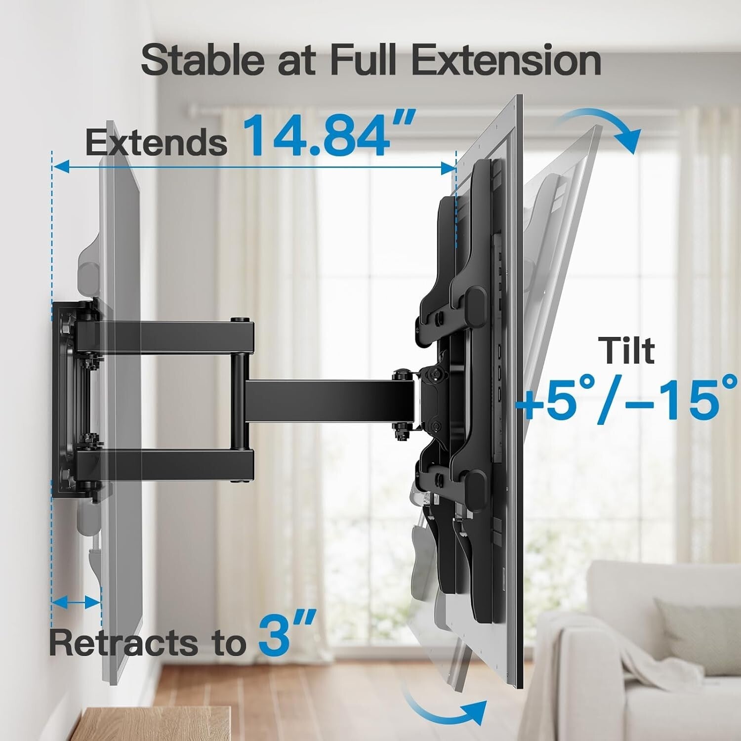 Durable TV Wall Mount for 37-75 Inch TVs - Max Load 132lbs with Level Adjustment