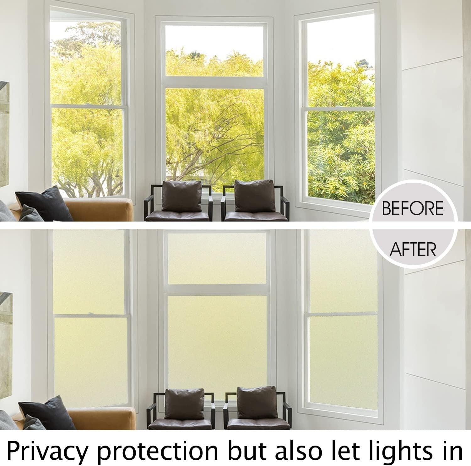 UV Blocking Frosted Window Film - Static Cling, 45.2" x 19.6" for Home/Office