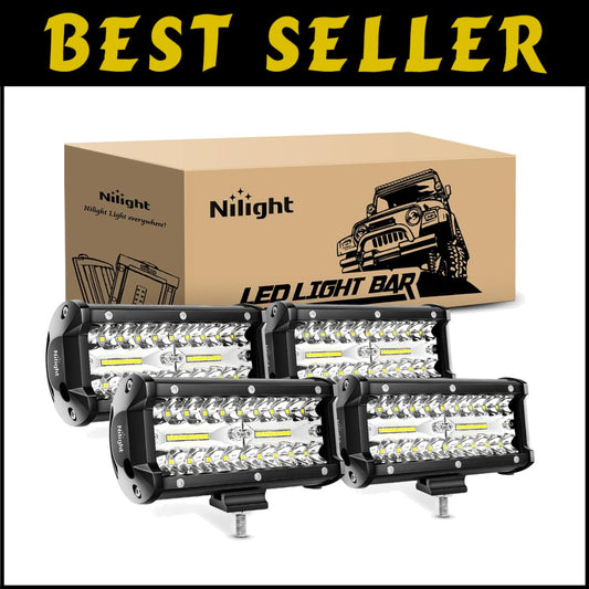 Sturdy 4PCS LED Light Pods - Triple Row Waterproof Lights for Trucks & ATVs