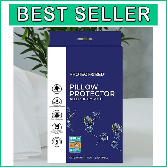 Allergen-Blocking Zippered Pillow Protectors - Waterproof, 2-Pack, Standard