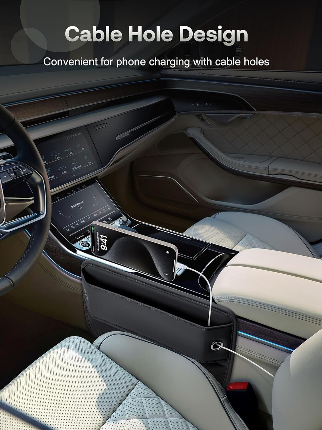 Elegant Leather Car Seat Organizer - 2-Pack Universal Gap Fillers for Interiors