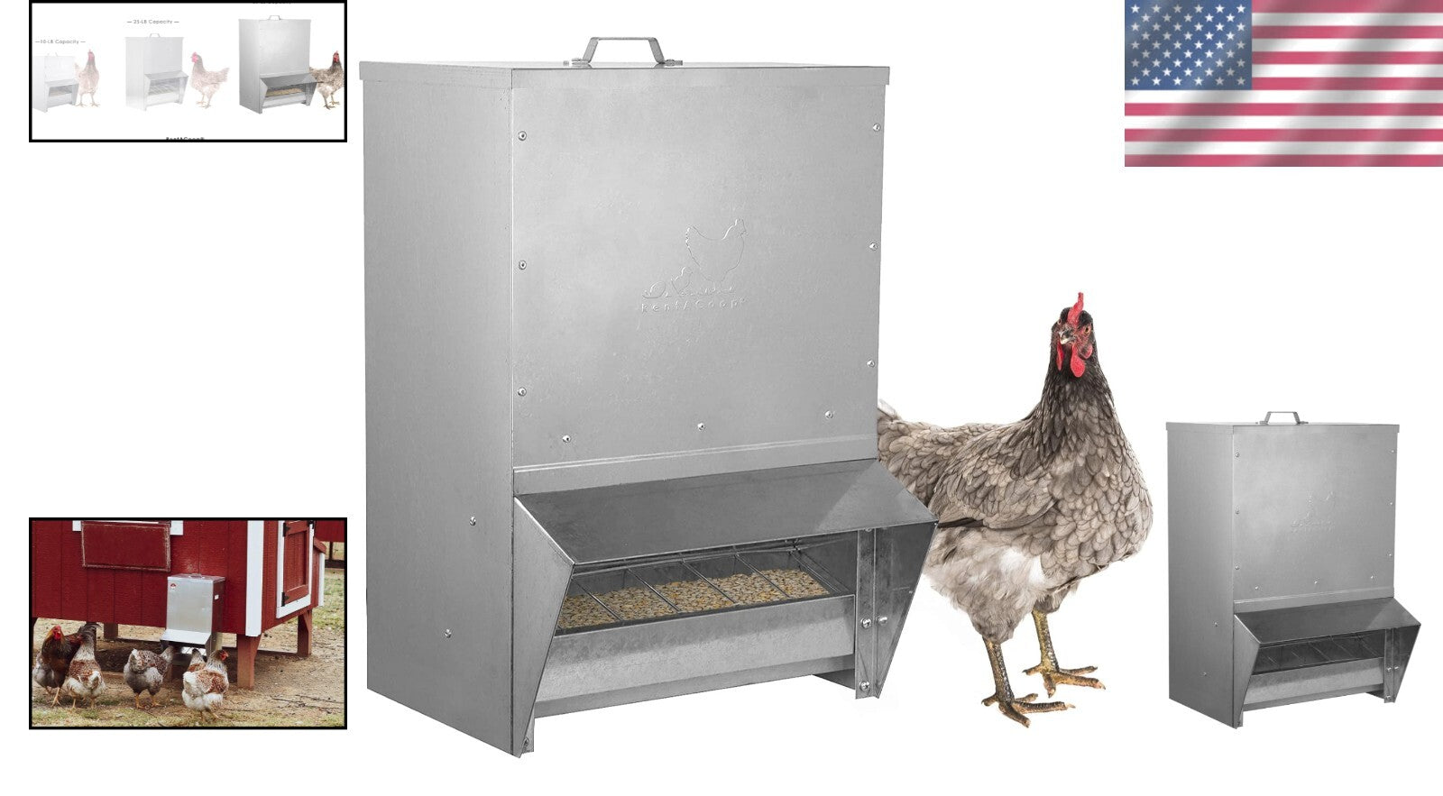 50LB Waterproof Wall-Mounted Metallic Trough Poultry Feeder - No Waste Design