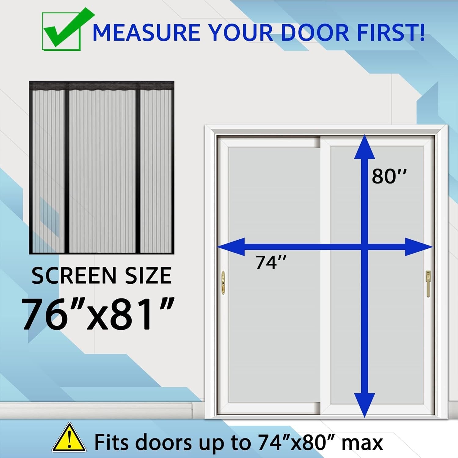 Easy-Install Magnetic Screen Door - 76''x8'' Perfect for Pet-Friendly Homes