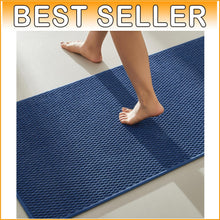 Load image into Gallery viewer, Elegant Quick Dry Navy Blue Bath Mat - Washable Non-Slip Runner Rug 24x60