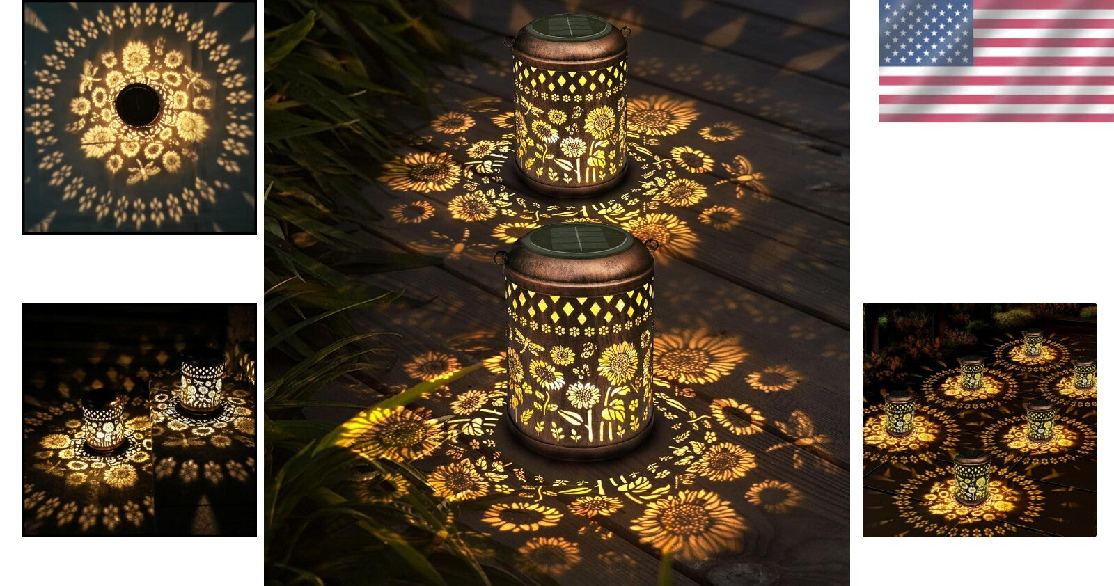 Durable Waterproof Sunflower Lanterns - 2-Pack LED Dragonfly Lights for Outdoors