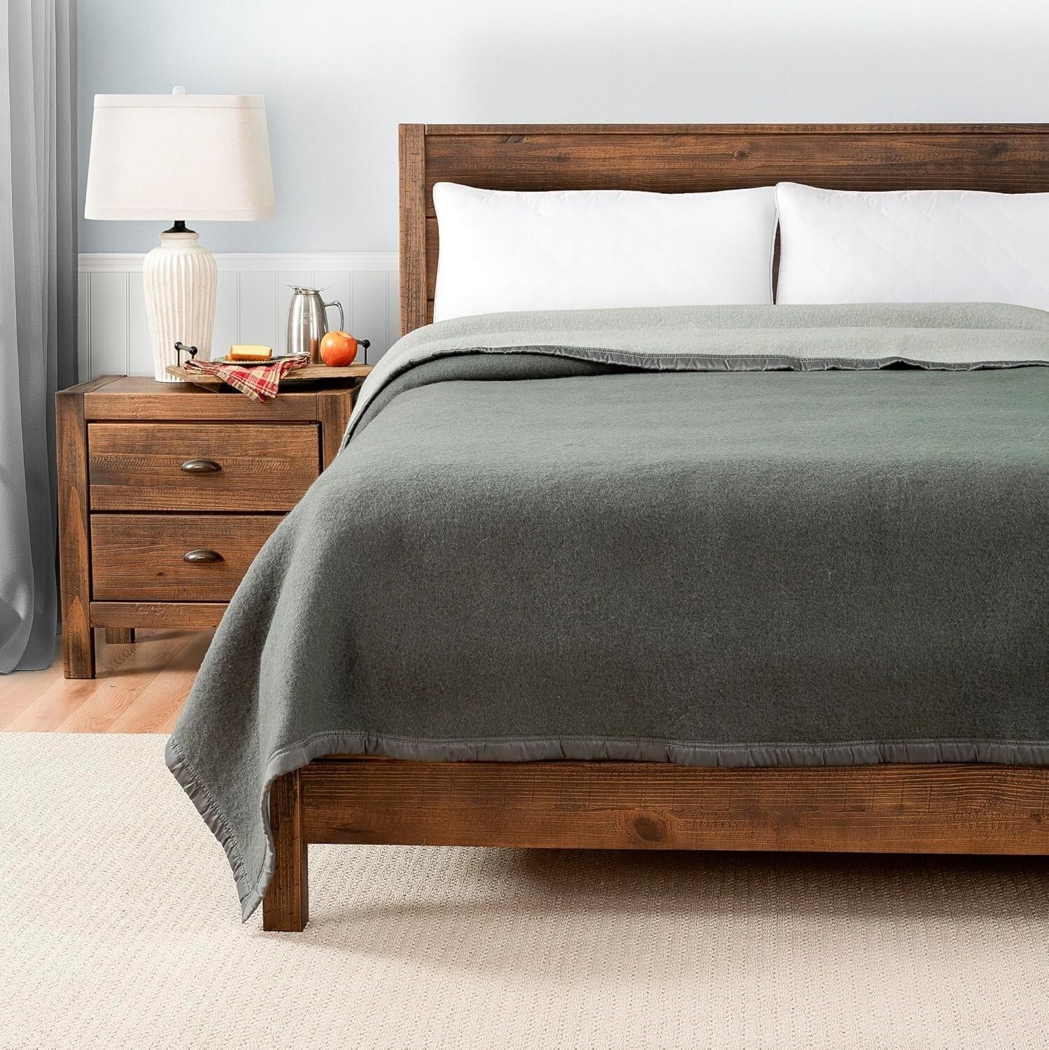 Luxury 100-Percent Wool Blanket 500GSM – Oversized Full/Queen, Reversible Design