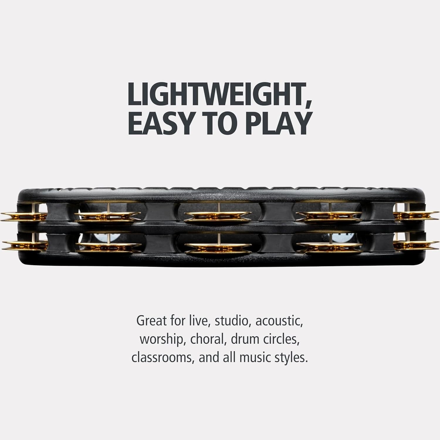 Durable Handheld Tambourine - Ergonomic Black Design with Double Row Jingles