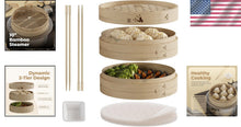 Load image into Gallery viewer, Lightweight 10-Inch Bamboo Steamer with Ceramic Dish for Flavorful Cooking