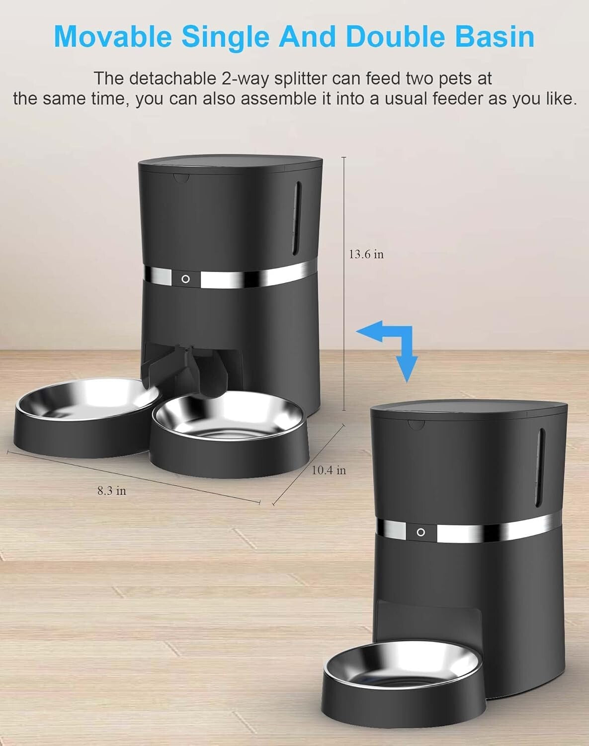 Smart Pet Feeder with 10s Voice Reminder & Flexible Meal Scheduling - Dual-Power