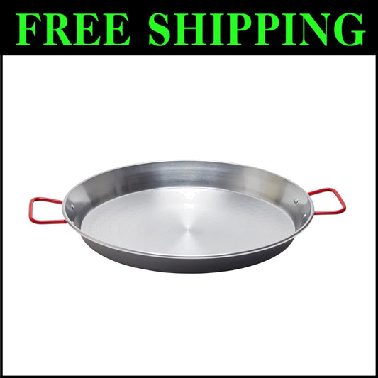 Versatile 16-Inch Carbon Steel Paella Pan - Perfect for Gas & Electric Stovetops