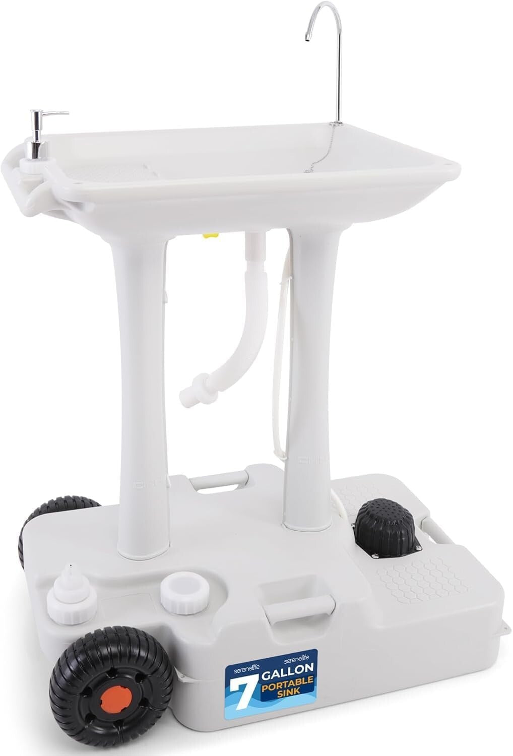 Freestanding Camping Sink with Wheels & Hands-Free Pump - Ultimate Convenience