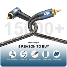 Load image into Gallery viewer, Premium 50ft 90-Degree RCA to RCA Subwoofer Cable - Dual Shielded Excellence