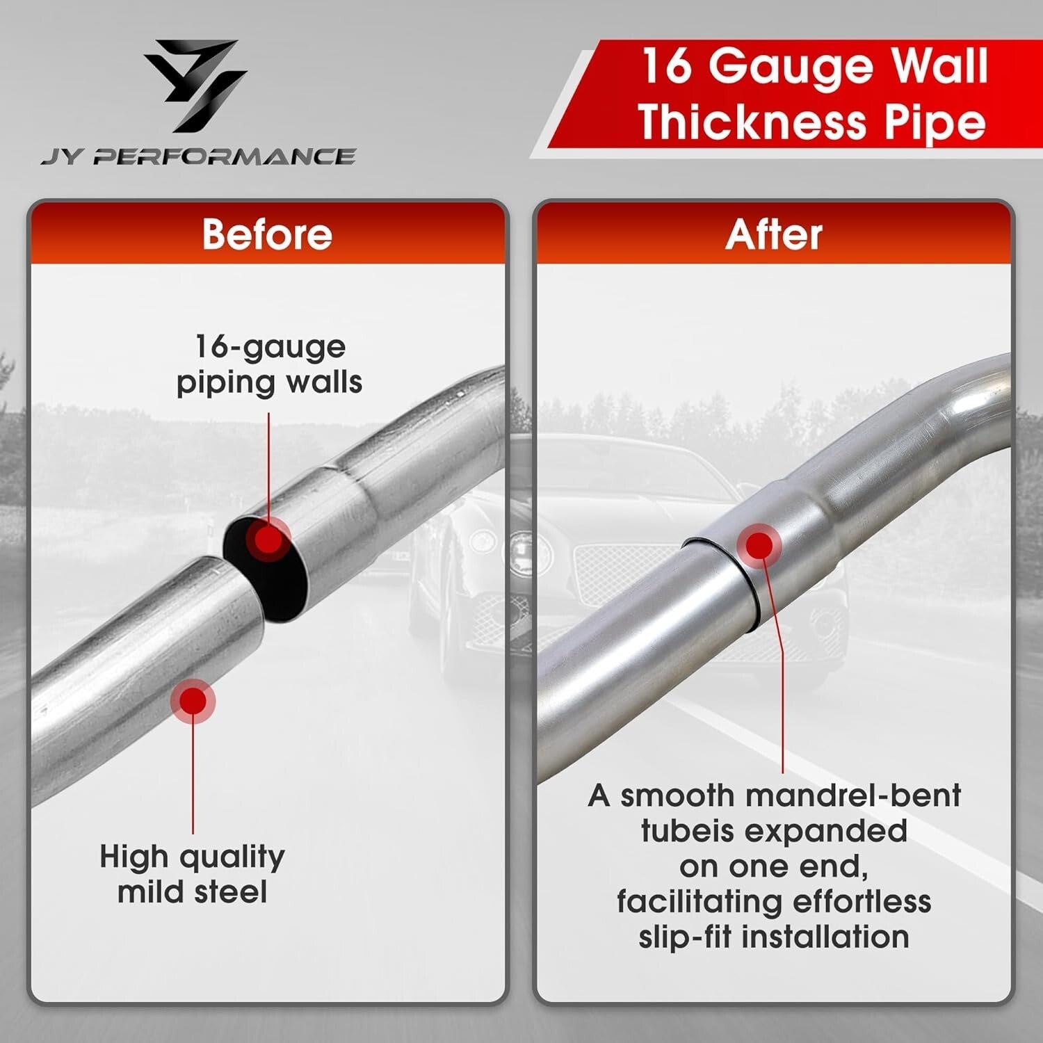 Mild Steel Exhaust Kit 2.5'' with Mandrel Bends - Improve Performance Easily