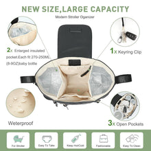 Load image into Gallery viewer, Practical Black Stroller Organizer with Adjustable Strap &amp; Insulated Pockets
