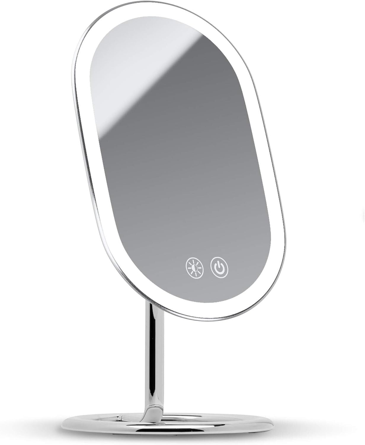 Rechargeable LED Lighted Vanity Mirror with Dual Magnification - Chrome Elegance