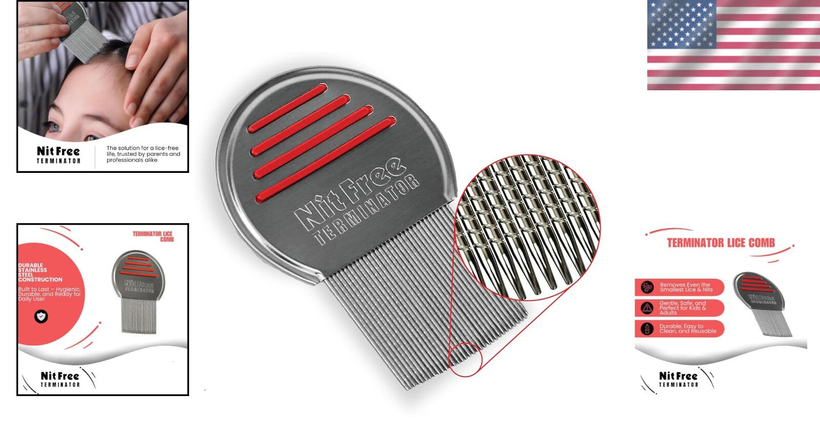 Professional Stainless Steel Lice Comb Pack of 6 – Effective Lice Treatment