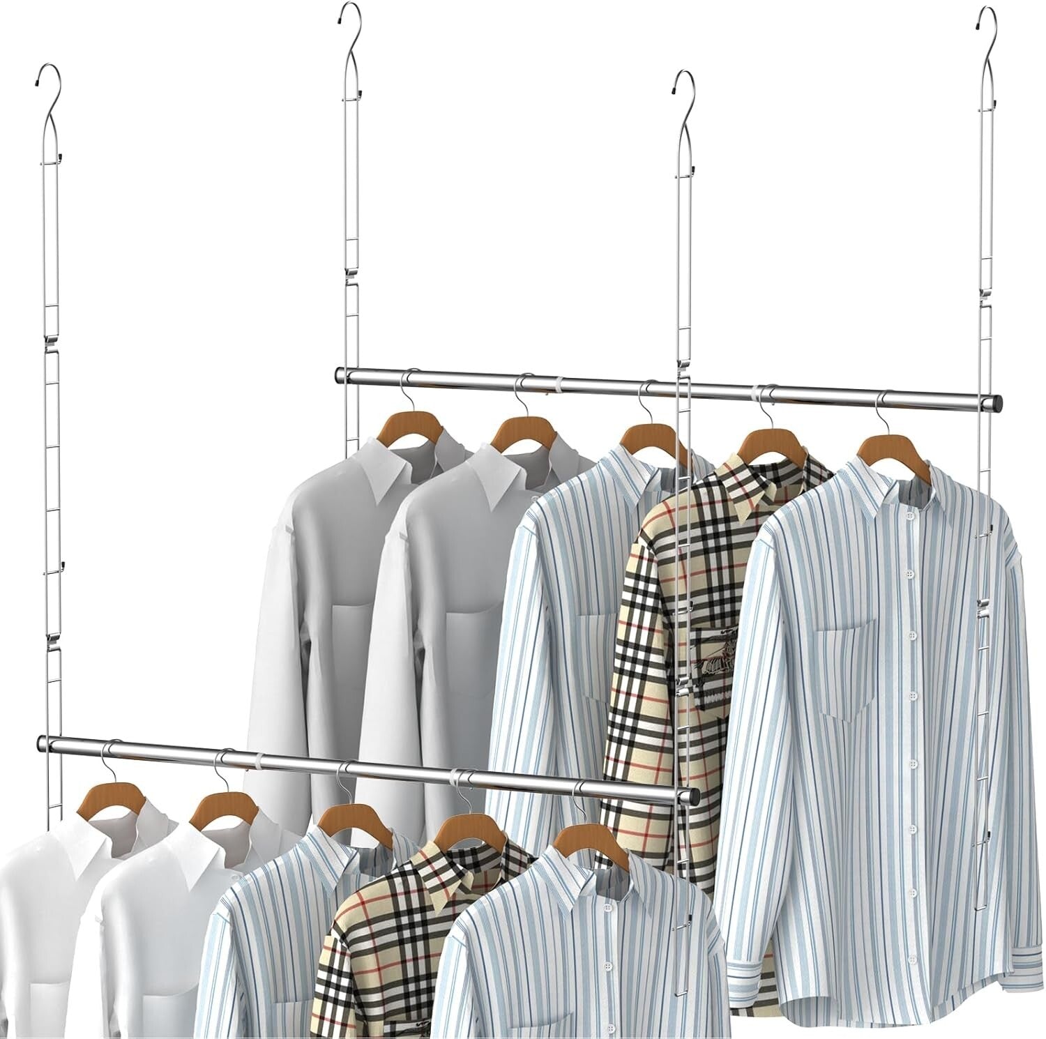 Adjustable Stainless Steel Hanging Rods - Maximize Closet Space with Ease