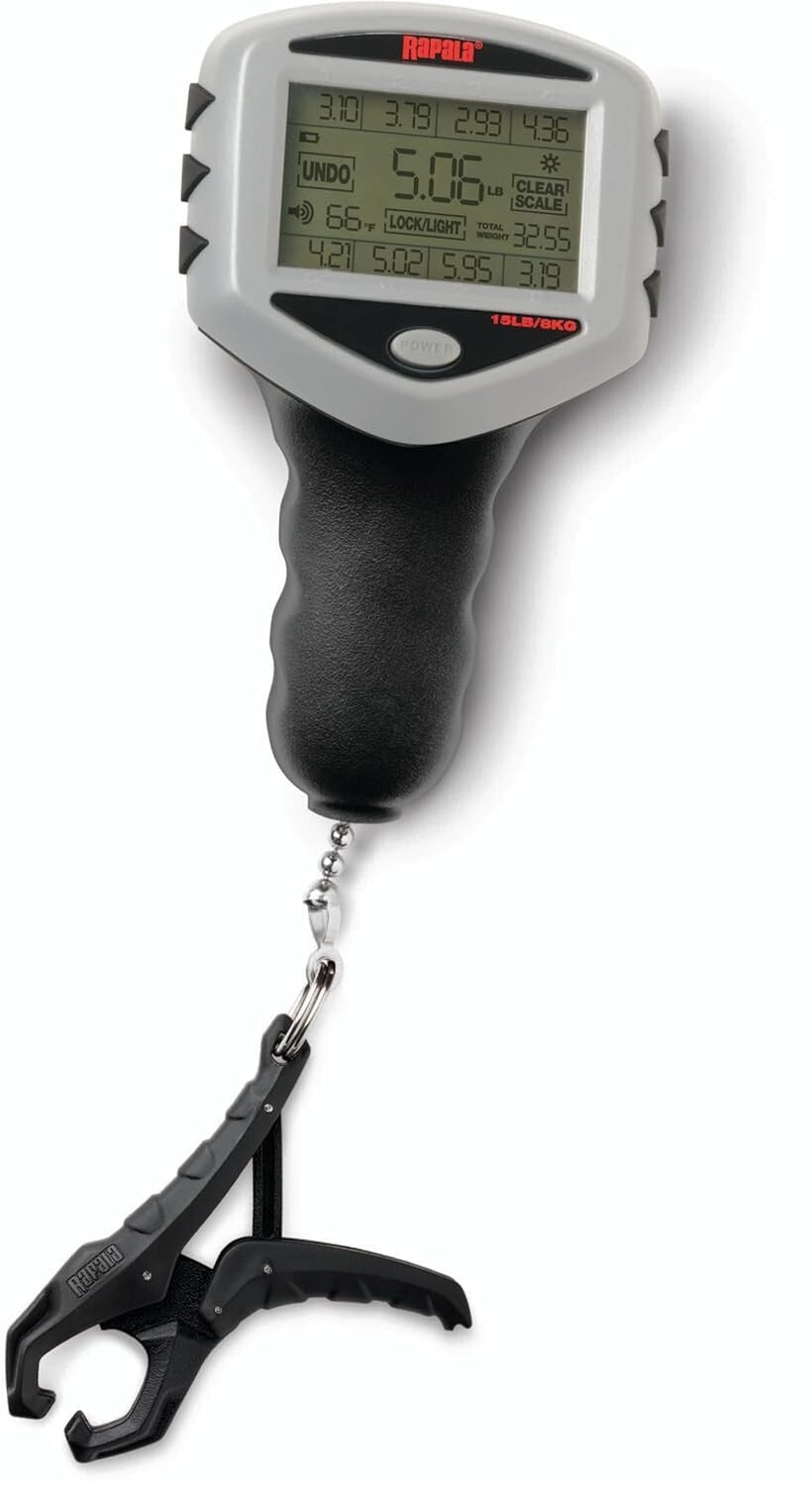 Backlit Touch Screen Fishing Scale with 8 Memory Storage Options & 15lb Capacity