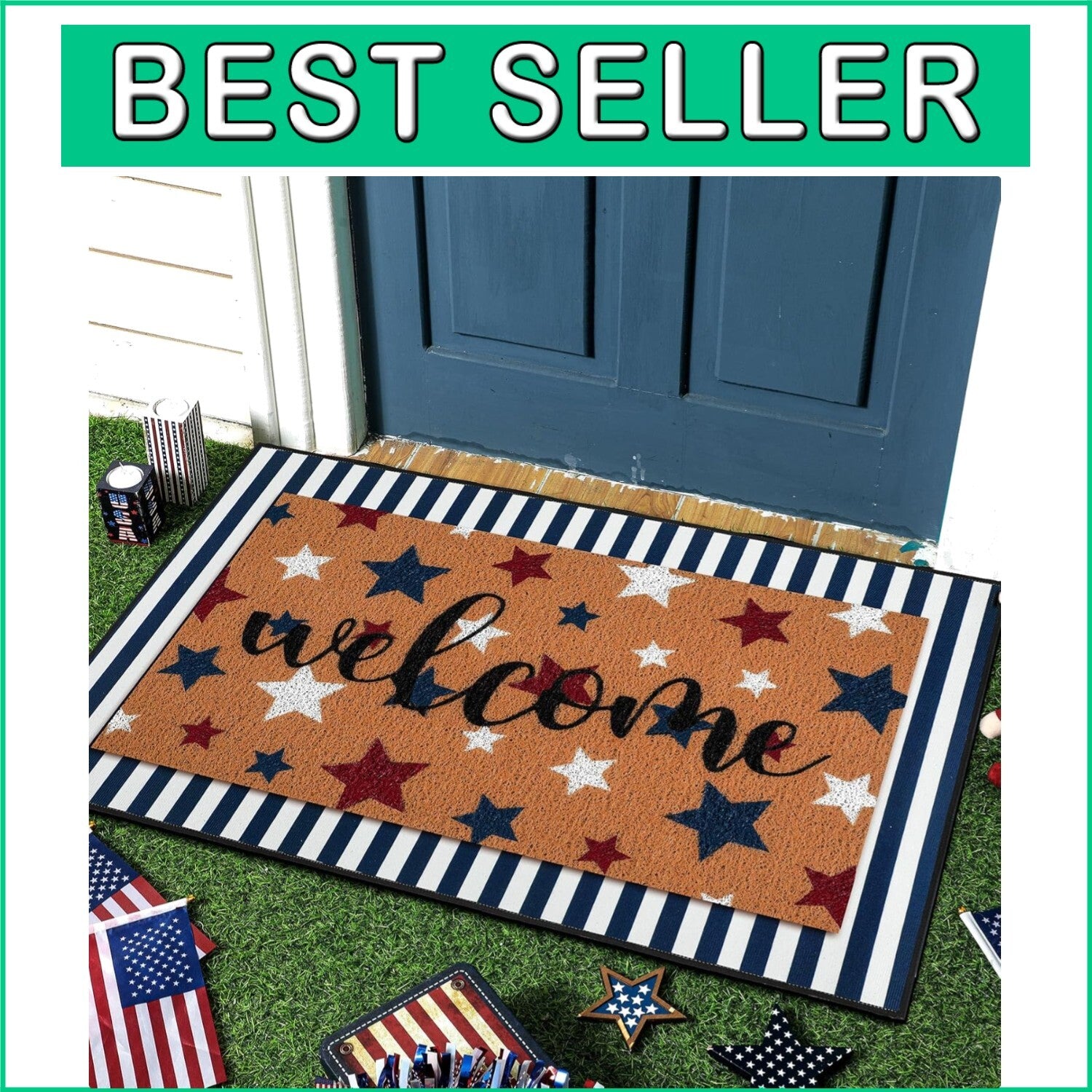 2 Pcs Patriotic 4th of July Non-Slip Welcome Doormat Set for Stylish Entrances