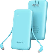 Load image into Gallery viewer, 10000mAh Portable Charger with Built-in Cables &amp; AC Wall Plug - Fast Charging