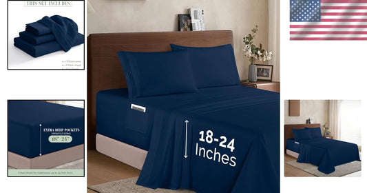 Elegant King Sheet Set with 1500 Thread Count, Deep Pocket for Thick Mattresses