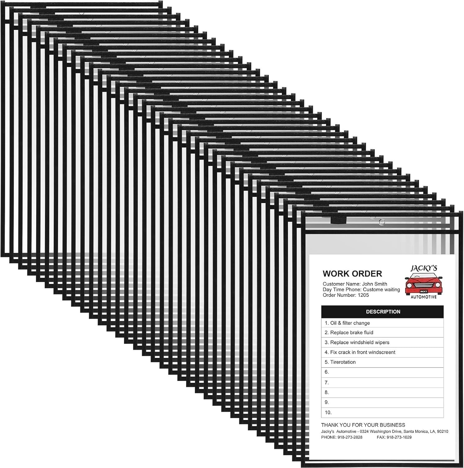 Durable Plastic Dry Erase Ticket Holders - 50 Oversized Clear Sleeves 12 x 18.6