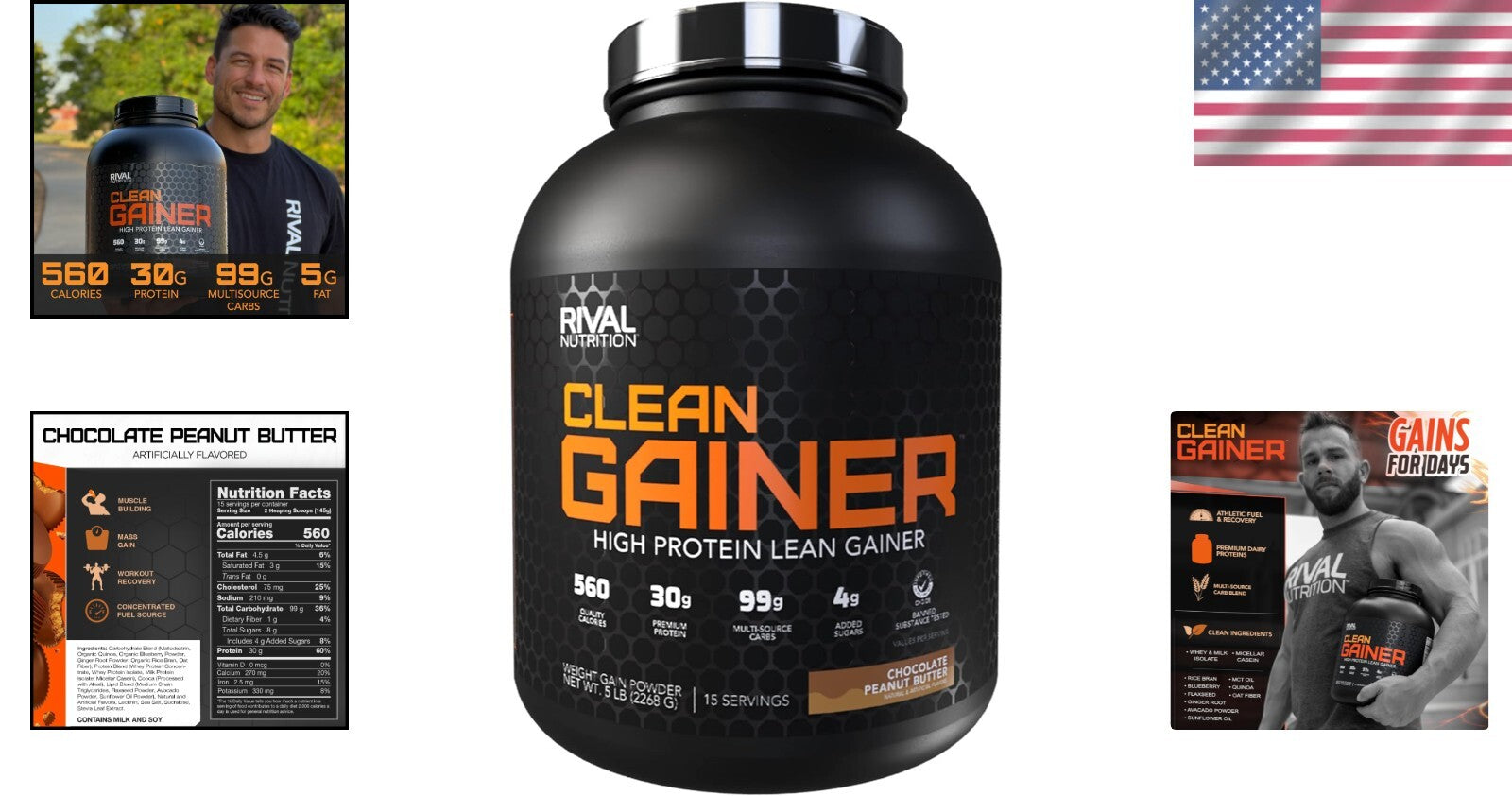 5lbs Gluten-Free Chocolate Peanut Butter Protein for Lean Muscle & Weight Gain