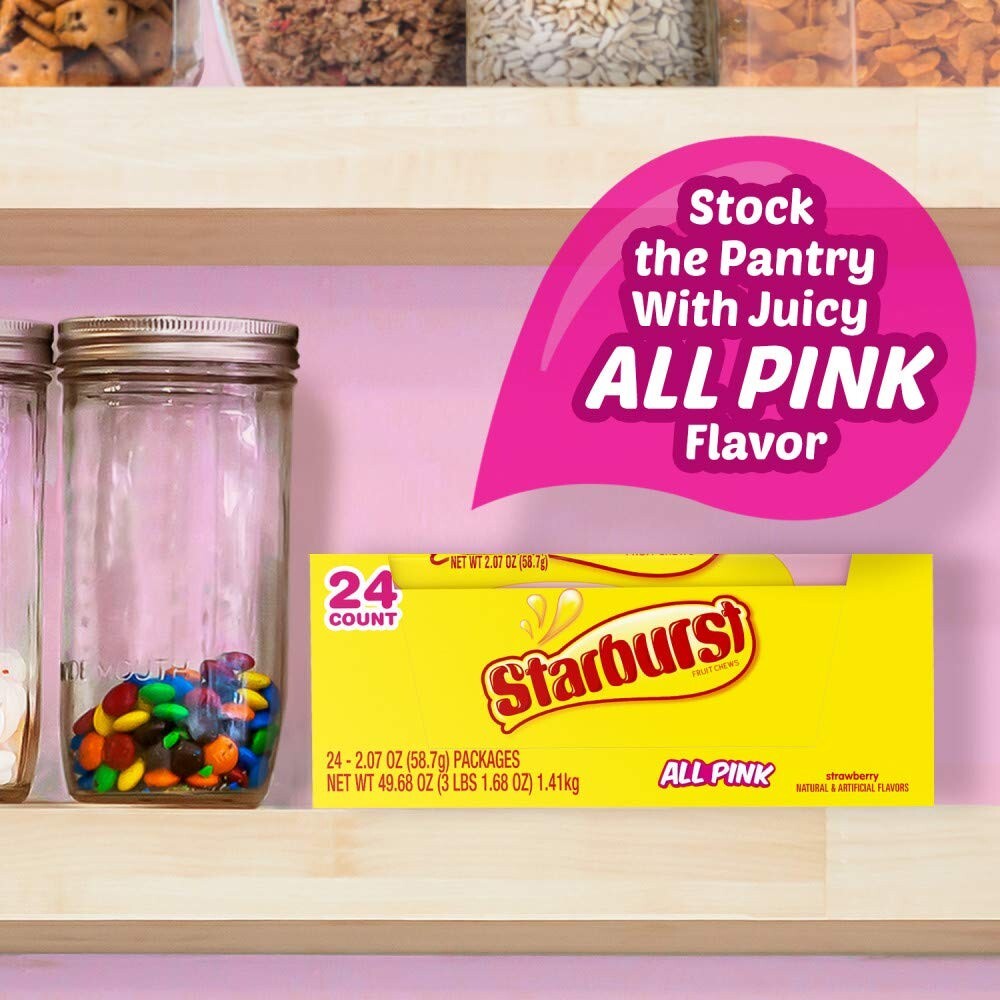 Bulk All Pink Chewy Candy – 49.68 Ounce Box of Juicy Flavors – Share and Enjoy!