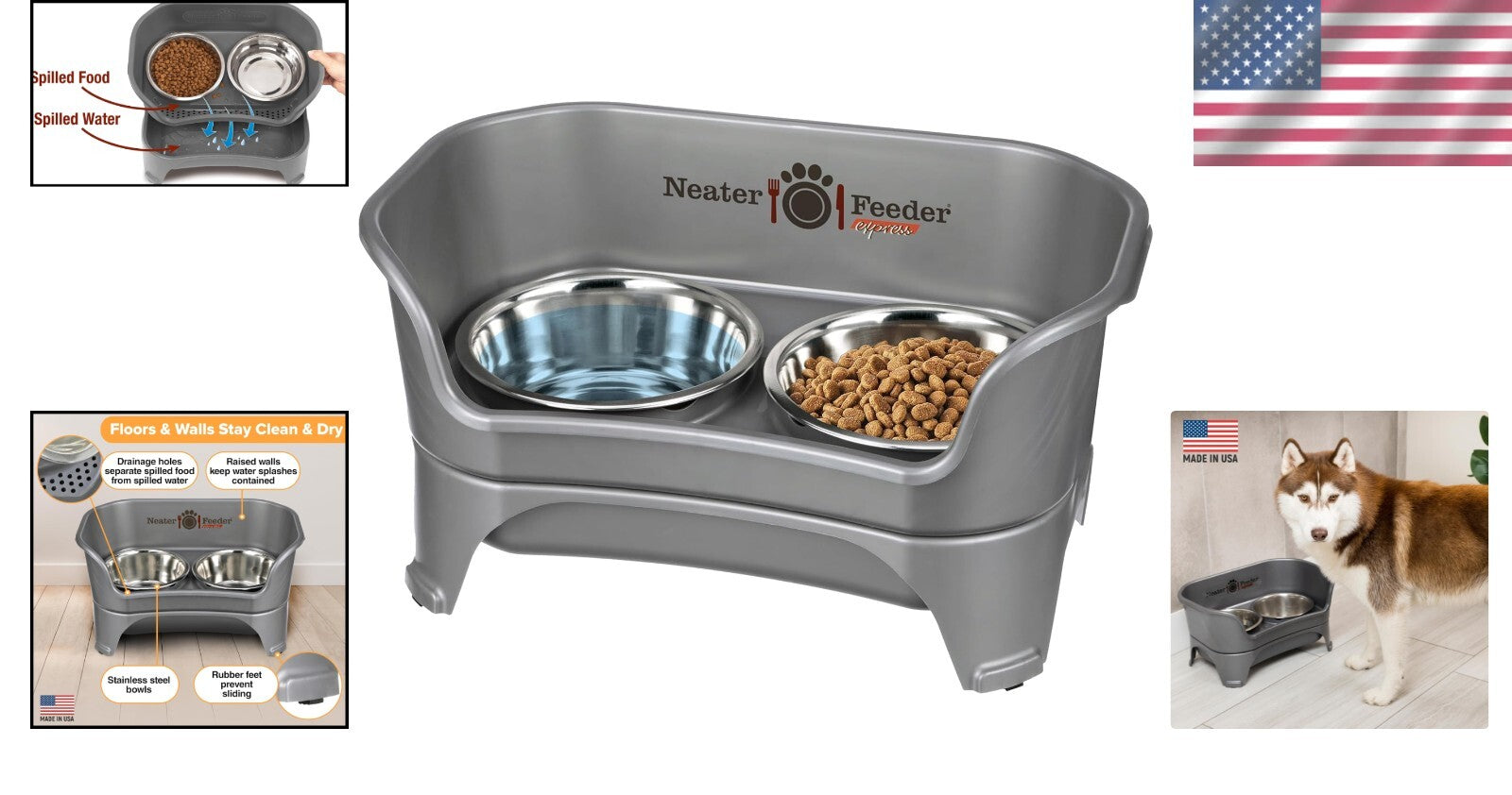 Stainless Steel Dog Bowl with Stand - Mess-Proof & Easy Clean for Large Dogs