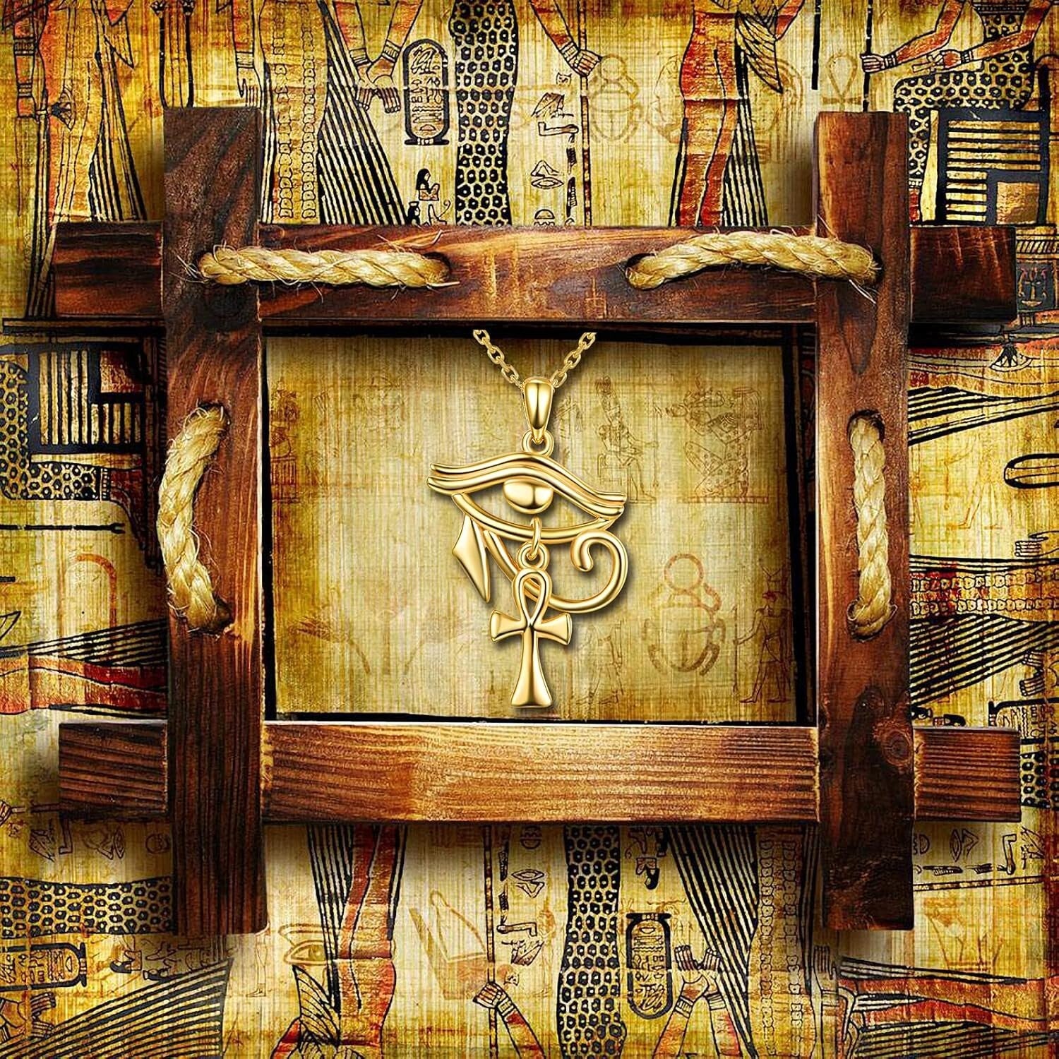 Elegant Eye of Horus & Ankh Jewelry - 18-Inch Silver Necklace for Every Occasion