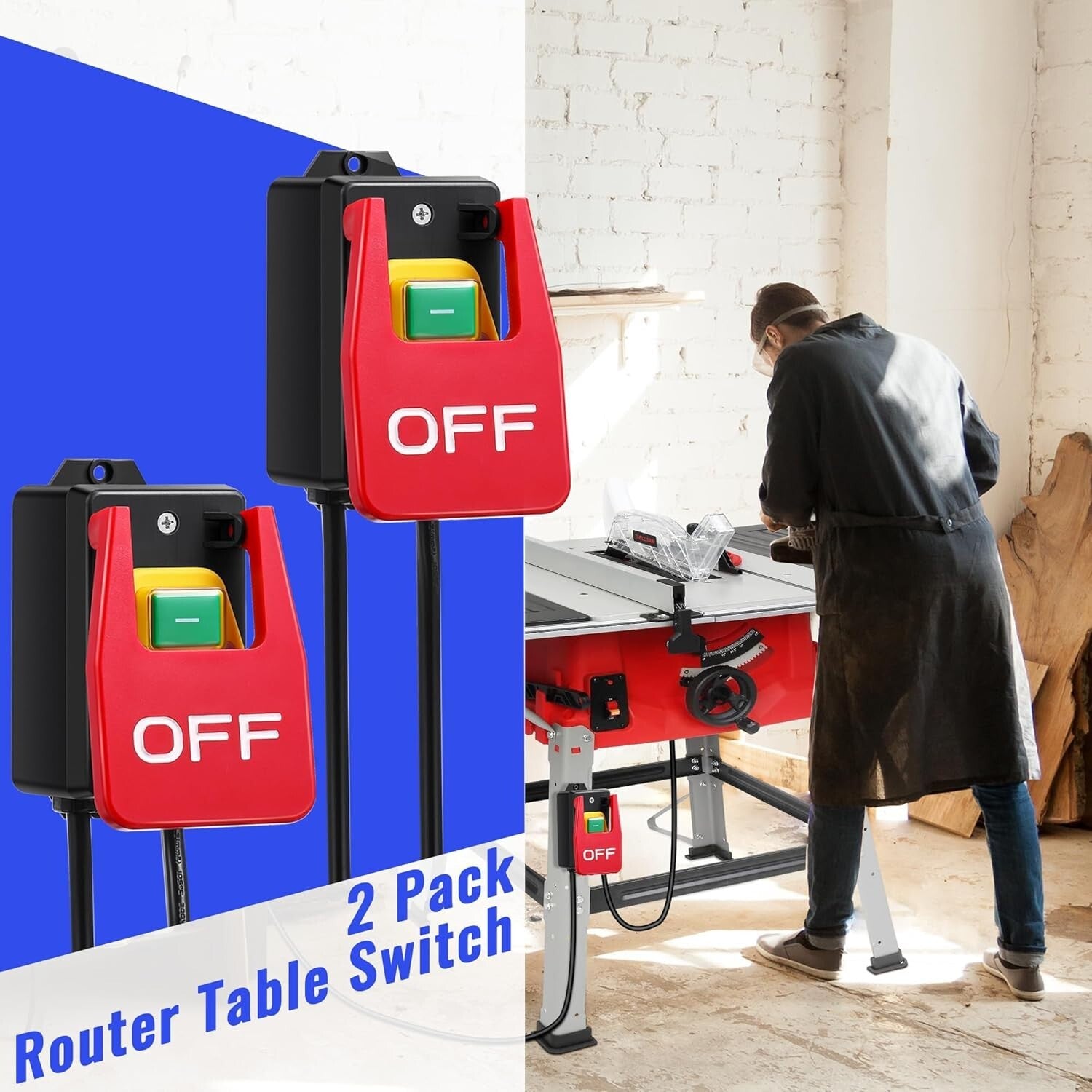 Safety Switch 2-Pack: 120V Router Table Toggle with Large Emergency Paddle