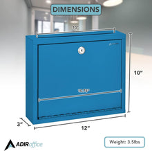 Load image into Gallery viewer, Stylish 3x10 Inch Lockable Suggestion Box - Durable Blue Wall-Mount Design