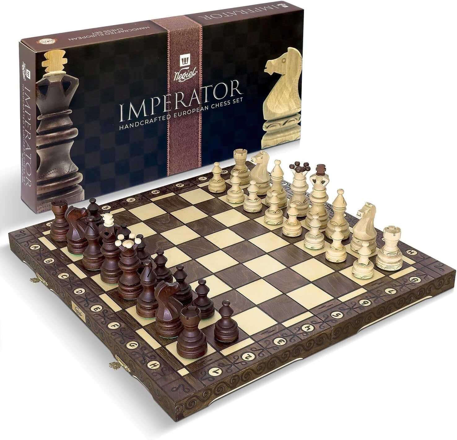 Exquisite 21-Inch Beech and Birch Wood Chess Set - Perfect Gift for Enthusiasts