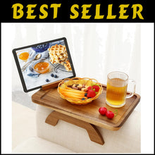 Load image into Gallery viewer, Adjustable Armrest Table with 360° Phone Holder - Modern Acacia Wood Design