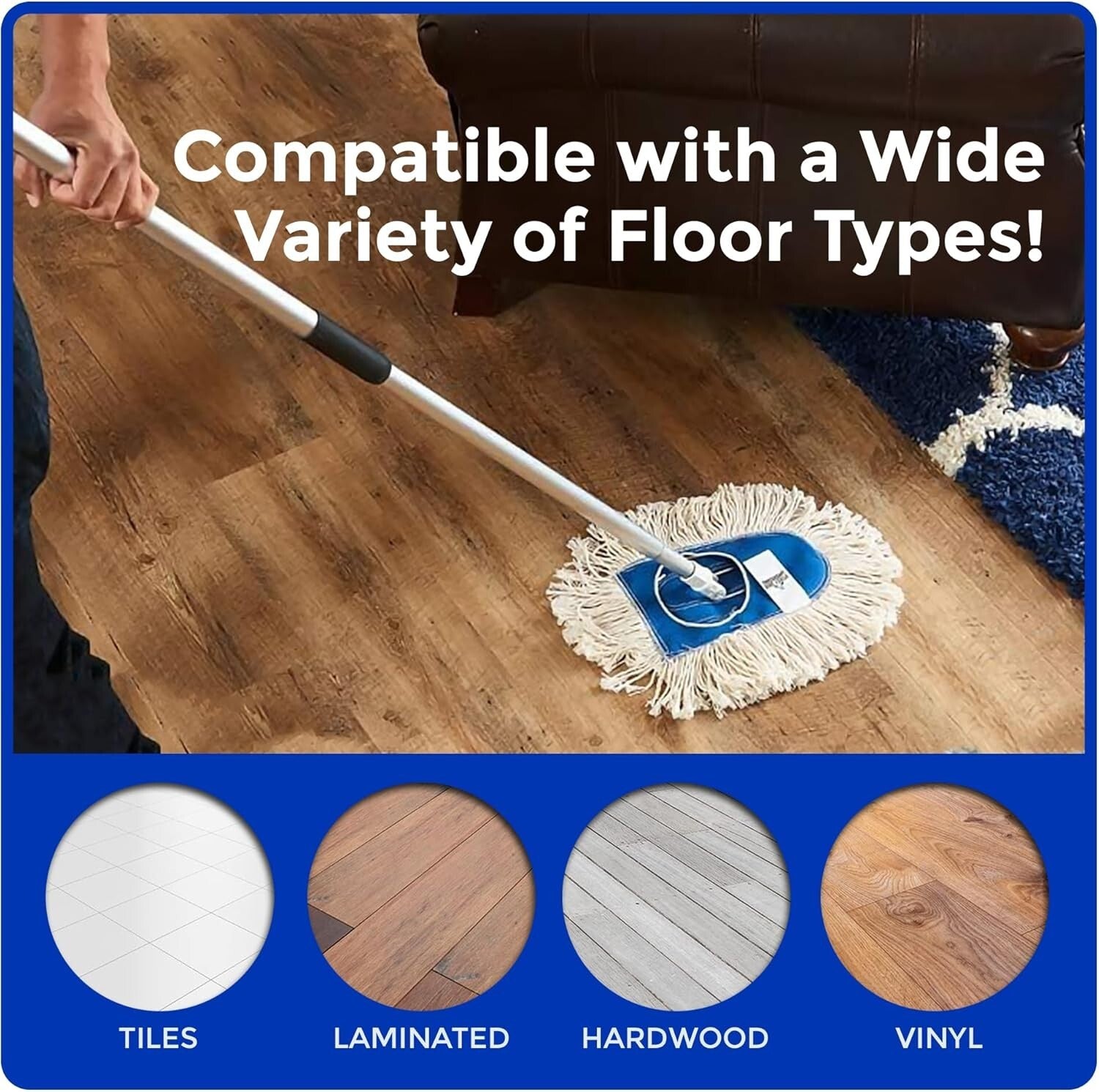 Versatile Heavy-Duty Dust Mop - Ideal for Hardwood Floors & Commercial Use