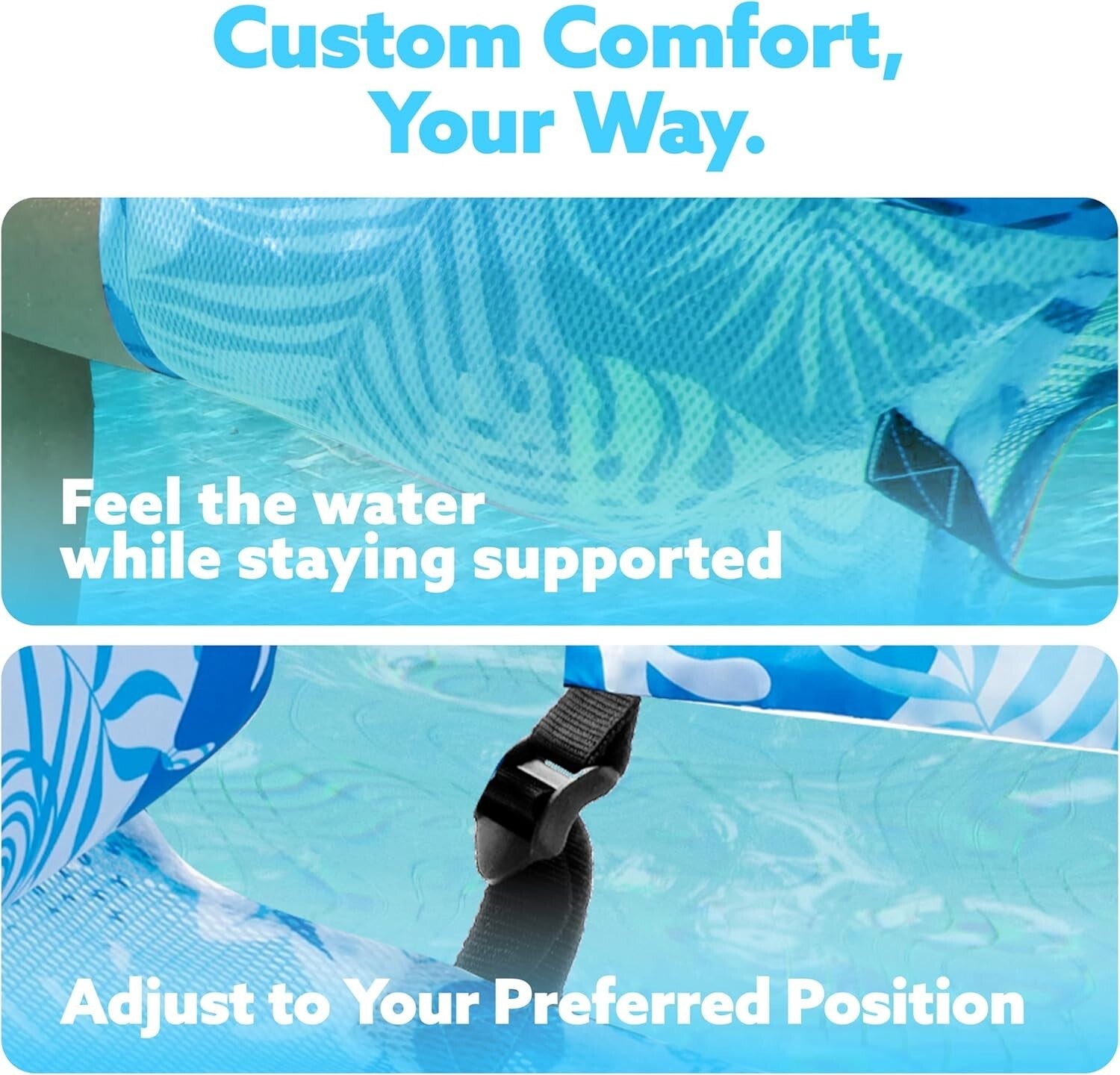Large Adjustable Inflatable Pool Chairs with Buoyant Support - 220 lbs Capacity