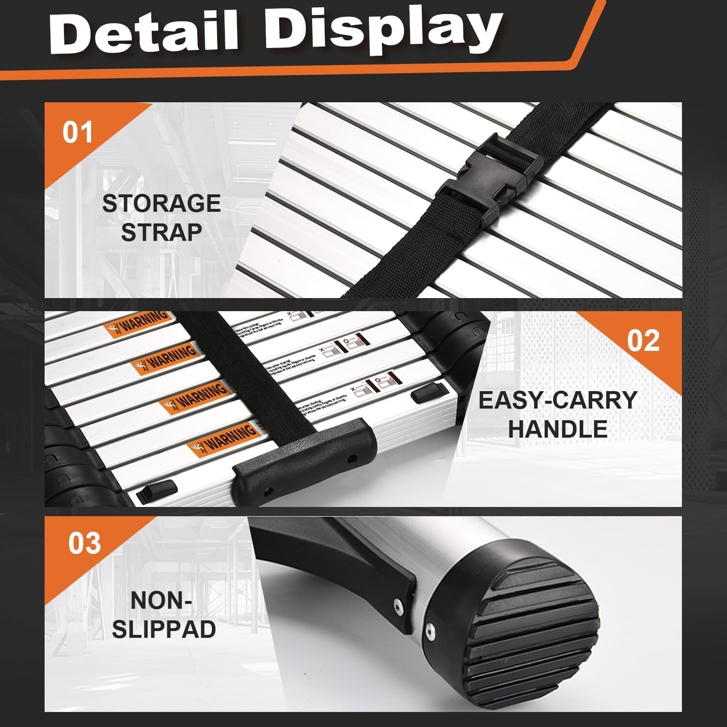 Portable Telescoping Ladder 10.5 FT, Easy Store & Transport with 2-Year Warranty