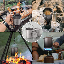 Load image into Gallery viewer, Durable Titanium Camping Cookware with 450ml Coffee Mug &amp; Collapsible Spork