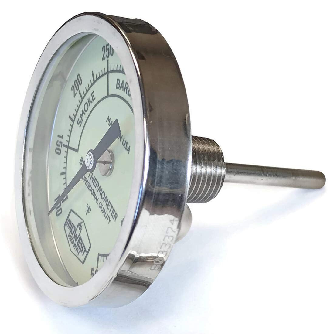 304 Stainless Steel Grill Thermometer with Easy-Read Cooking Zones, 3" Dial