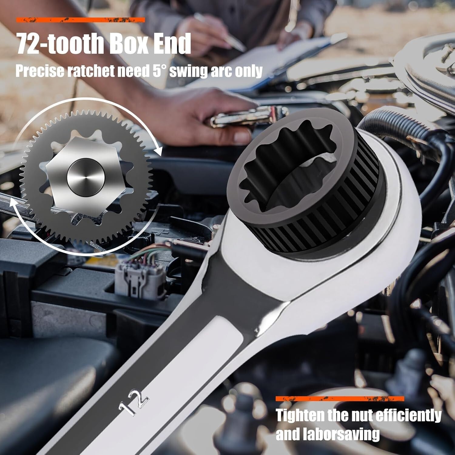 Durable 18pc Metric Ratcheting Wrench Set with Chrome Vanadium and Roll Up Bag