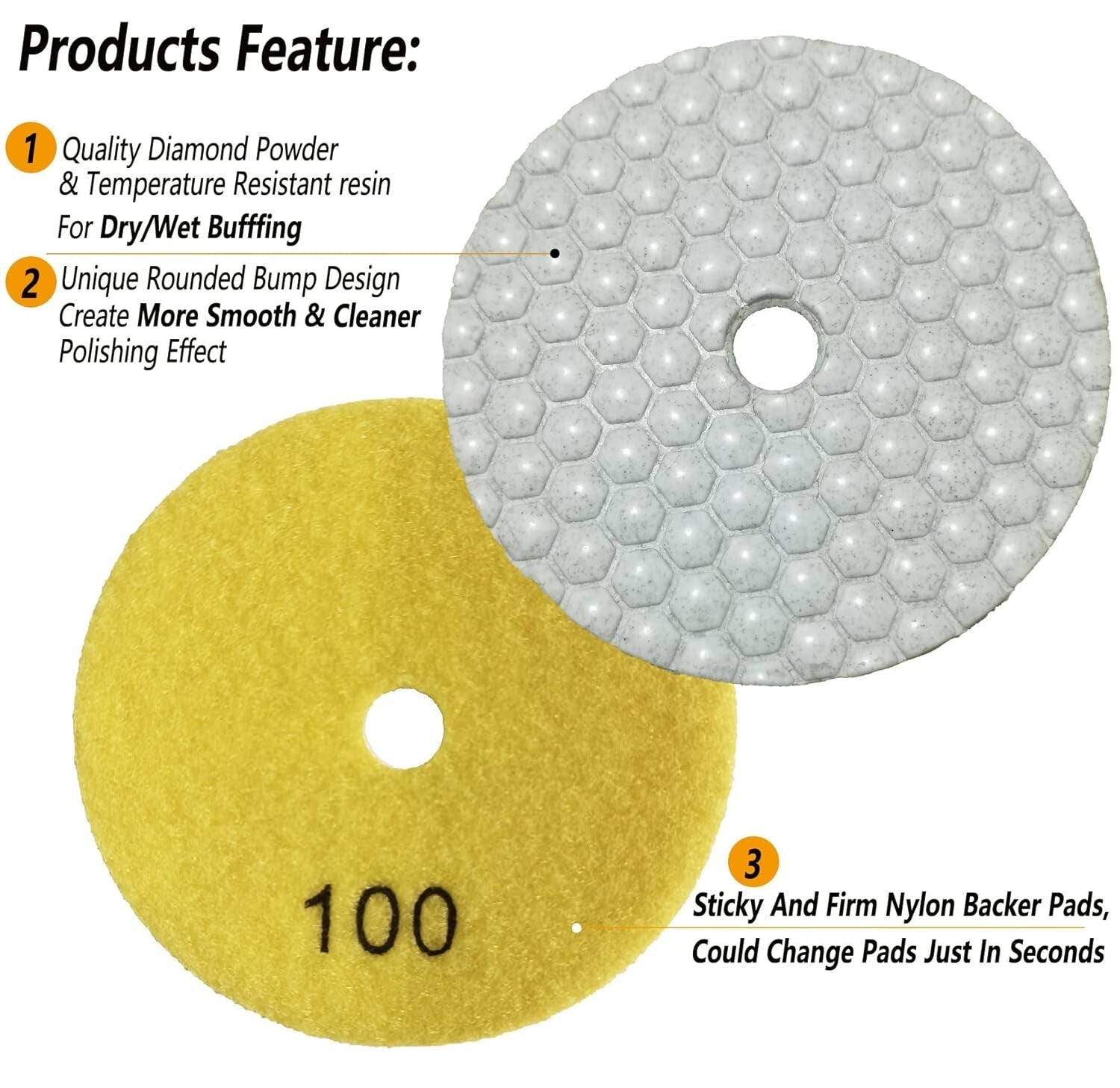 Effortless 4 Inch Dry Diamond Polishing Pads - Perfect for Precision Stone Work