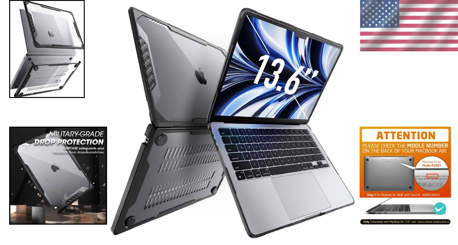 Elegant Hard Shell MacBook Air 13.6" Cover - Fits M4/M3/M2 - Enhanced Protection