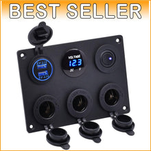 Load image into Gallery viewer, Universal 12V Cigarette Lighter Panel with USB Ports &amp; LED Display for Vehicles
