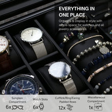 Load image into Gallery viewer, Premium Jewelry and Sunglasses Box with Magnetic Closure - 12 Compartment Design