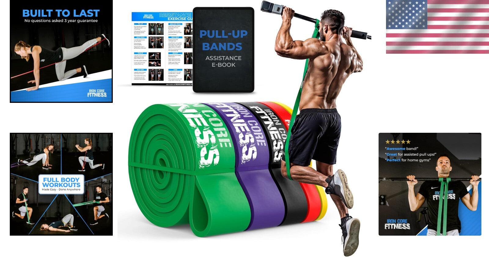 Durable Natural Rubber Resistance Bands Set - 5 Tension Levels for All Fitness