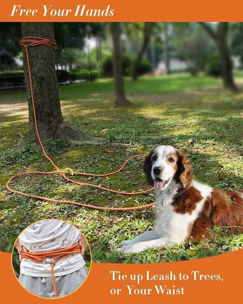 Premium 2 Pack Long Dog Leashes: 50FT with Reflective Thread for Added Safety